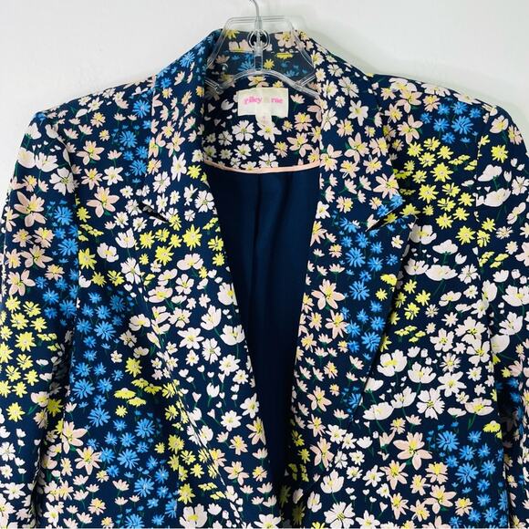 Riley & Rae blue pink yellow floral preppy lightweight blazer 4 - Picture 2 of 6
